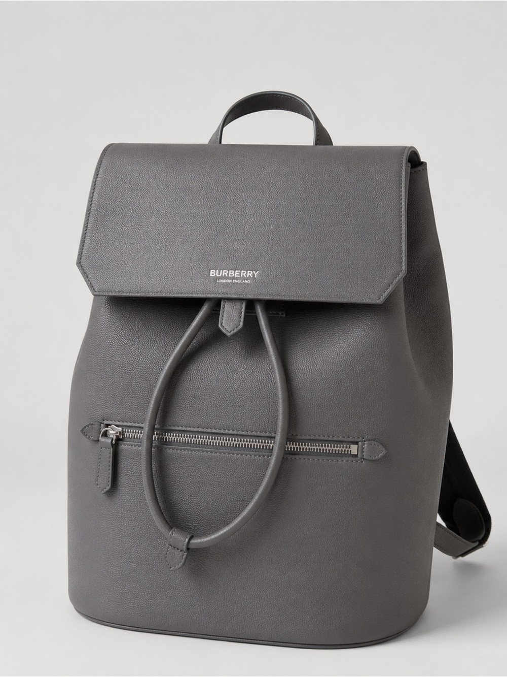 Burberry Charcoal Gray Leather Flap Backpack